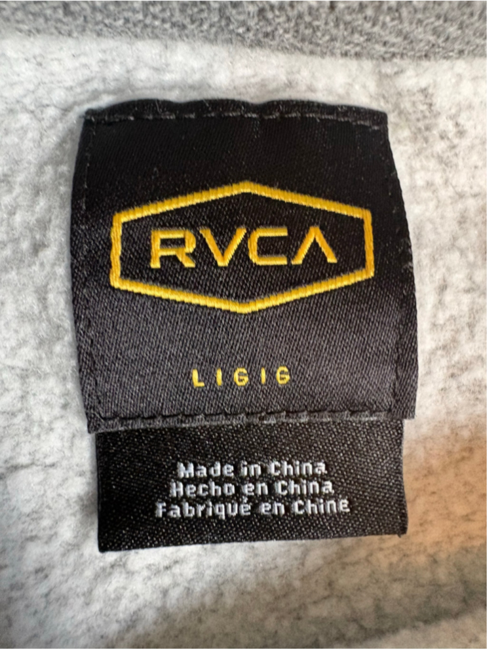 RVCA Men’s Gray Crew Neck Sweatshirt L with Yellow Logo - Picture 9 of 9